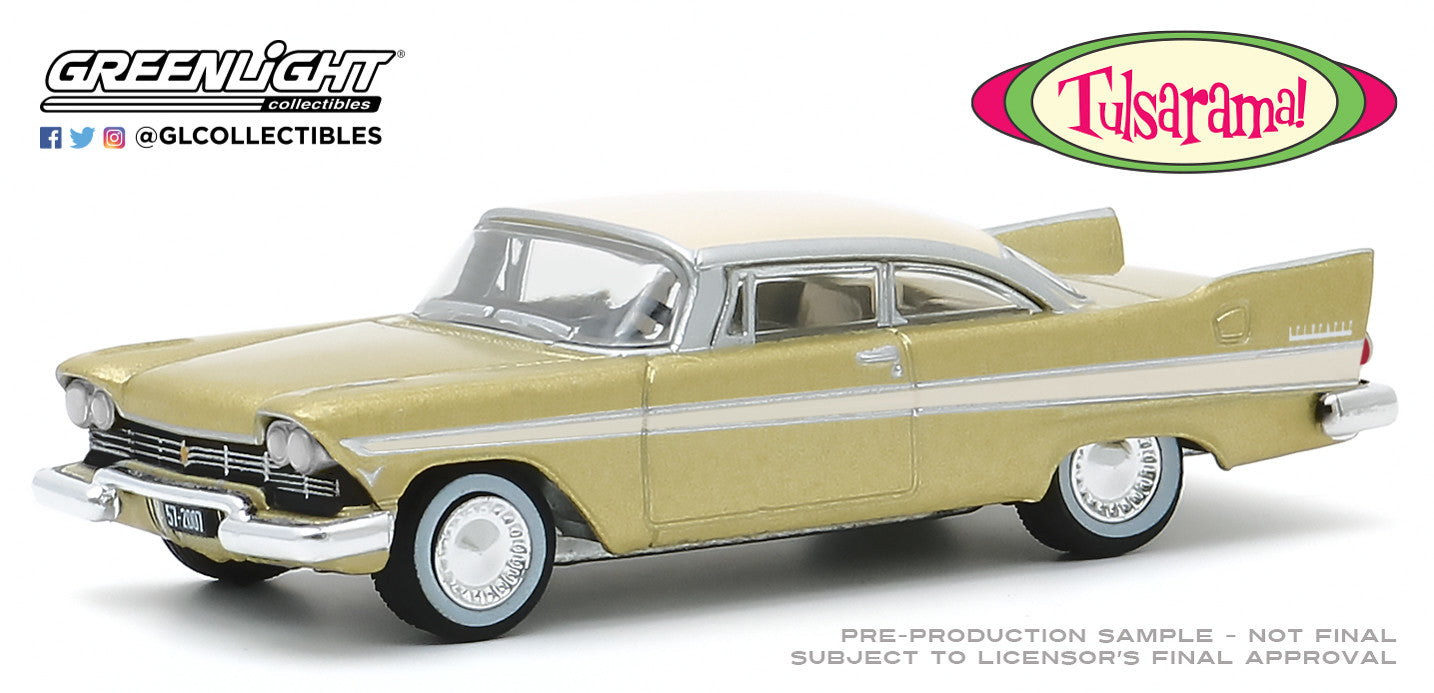 GreenLight 1:64 1957 Plymouth Belvedere - Desert Gold and Sand Dune White - Tulsa, Oklahoma Tulsarama 1957 Underground Vault 30157