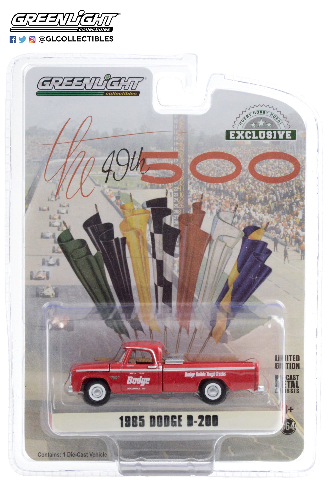 GreenLight 1:64 1965 Dodge D-200 49th International 500 Mile Sweepstakes Official Truck Dodge Builds Tough Trucks 30184