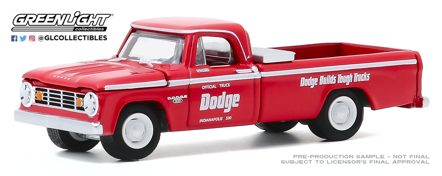 GreenLight 1:64 1965 Dodge D-200 49th International 500 Mile Sweepstakes Official Truck Dodge Builds Tough Trucks 30184