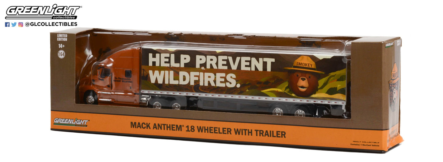 GreenLight 1:64 Mack Anthem 18 Wheeler Tractor-Trailer - Smokey Bear Only You Can Prevent Wildfires 30323