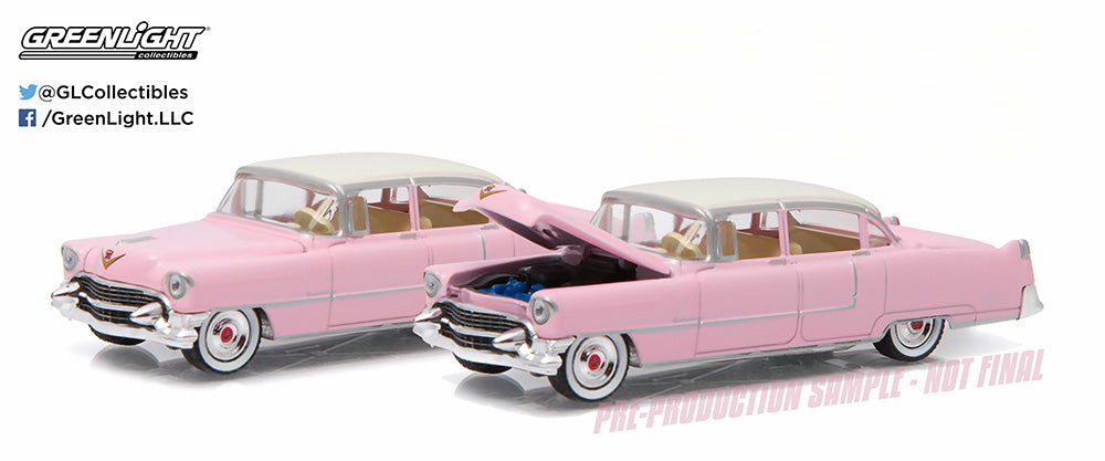GreenLight 1:64 1955 Cadillac Fleetwood Series 60 - Pink with White Roof (Hobby Exclusive) 30396