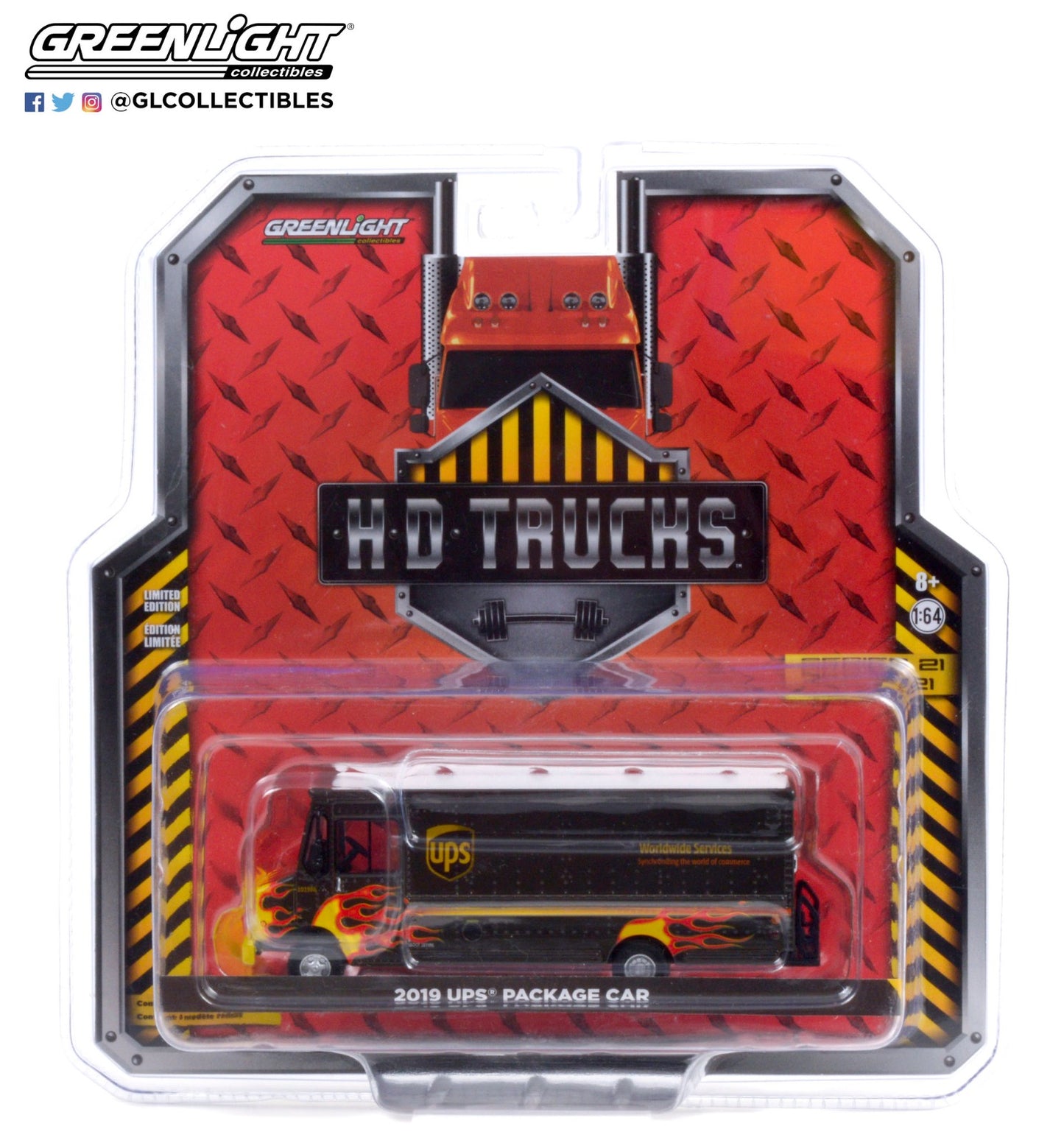 GreenLight 1:64 H.D. Trucks Series 21 - 2019 Package Car - United Parcel Service (UPS) Worldwide Services with Flames 33210-B