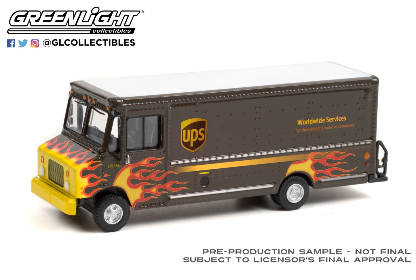 GreenLight 1:64 H.D. Trucks Series 21 - 2019 Package Car - United Parcel Service (UPS) Worldwide Services with Flames 33210-B