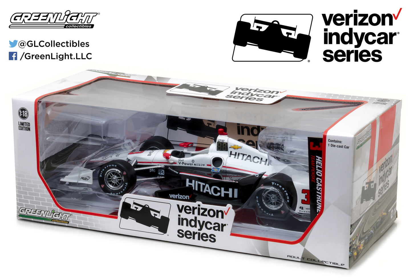 GreenLight 1:18 2017 Indycar Series #3 Helio Castroneves / Penske Racing, Hitachi 11001