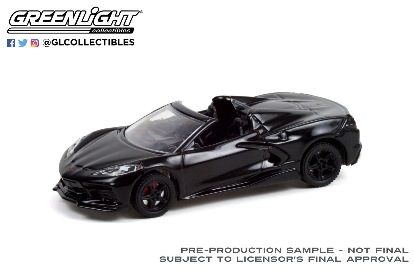 GreenLight 1:64 Barrett-Jackson Scottsdale Edition Series 8 - 2020 Chevrolet Corvette C8 Convertible (Lot #3003) - Black with Adrenaline Red Interior 37240-D