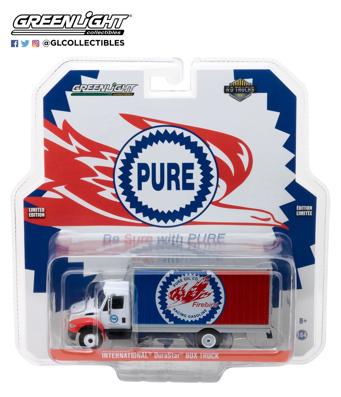 GreenLight 1:64 H.D. Trucks Series 11 - 2013 International Durastar Box Van Pure Oil Co. Firebird Racing Gasoline 33110-C