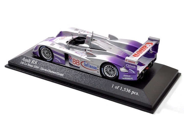 Minichamps 1:43 Audi R8 Davies/Herbert/Smith Audi Sport UK Team Veloqx #88 24H Le Mans 2004 400041388