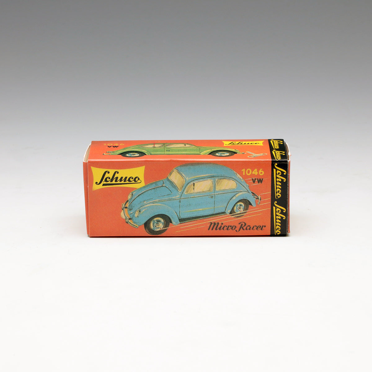 Schuco Micro Racer 1046 Volkswagen Beetle white-blue Clockwork Car 450148200