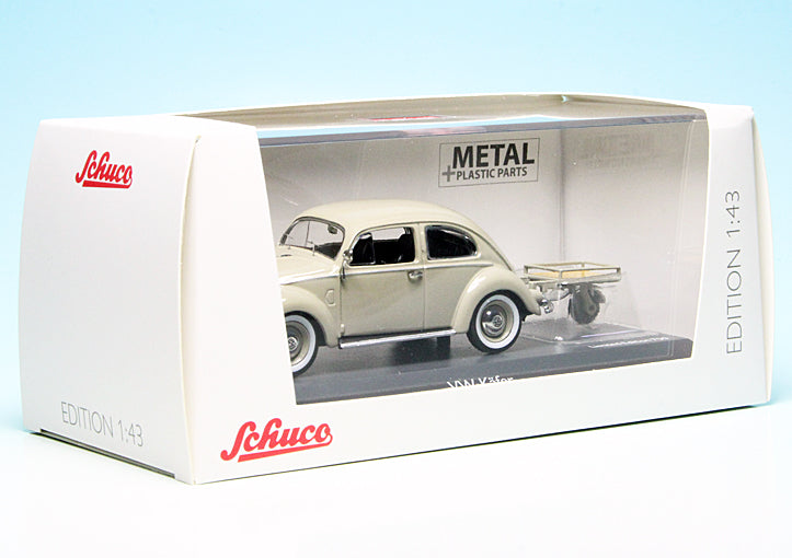 Schuco 1:43 Volkswagen Beetle Kafer With Trailer 1958 Beige 450269200