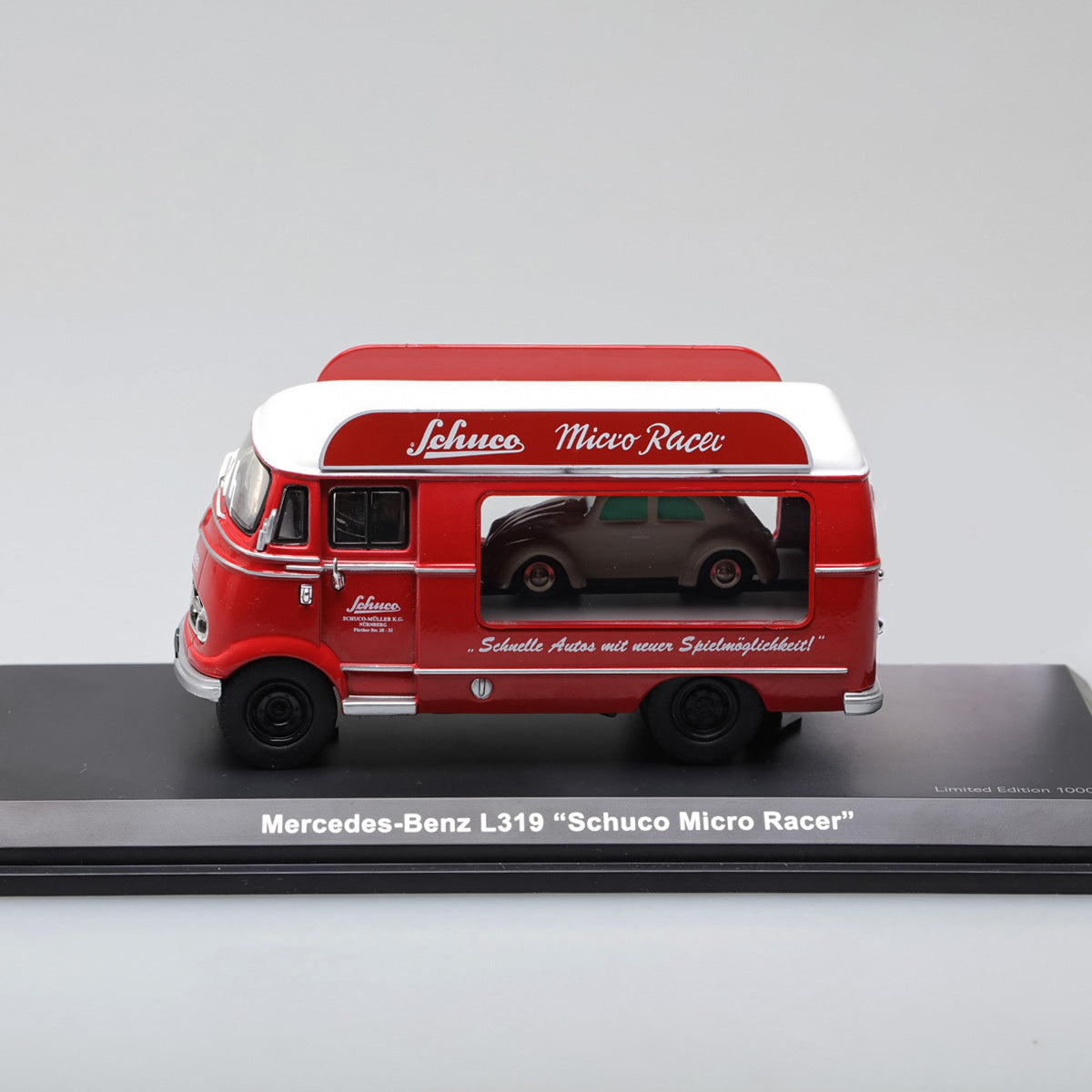 Schuco 1:43 Mercedes Benz L319 promotion car Schuco Micro Racer with Piccolo Volkswagen Beetle 450335400
