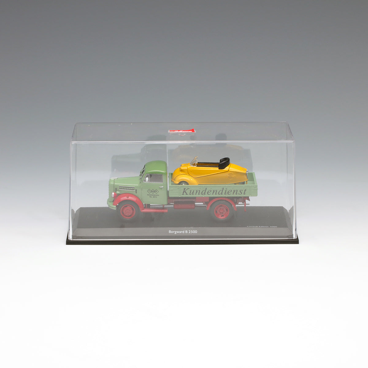 Schuco 1:43 Borgward B2500 "Messerschmitt-Service" with Messerschmitt Kabinenroller 450345500