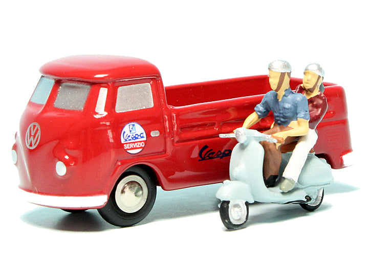 Schuco 1:90 Piccolo Volkswagen T1 pickup VESPA SERV. Red 450563600