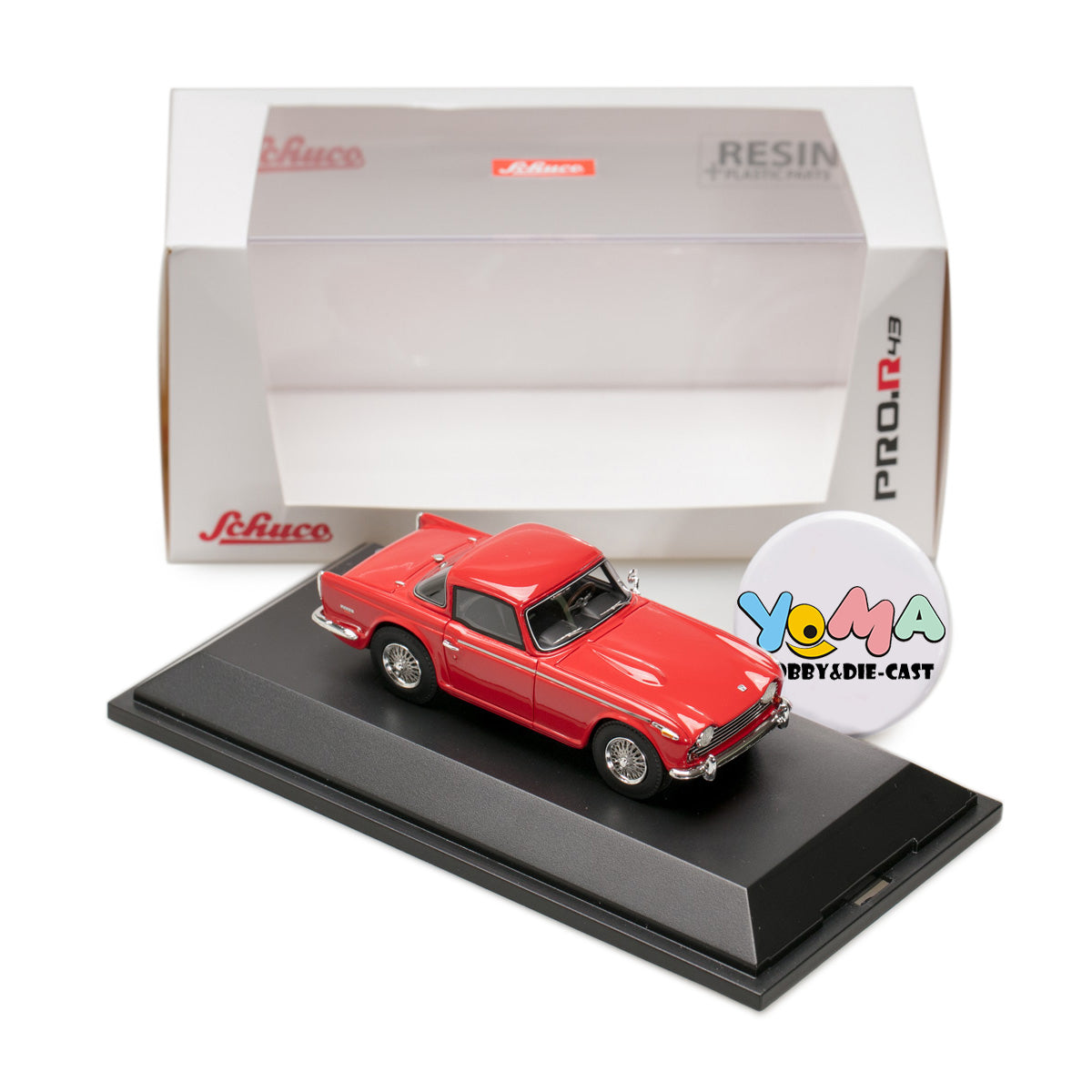Schuco 1:43 Triumph TR5 with closed Surrey Top Red 450887300