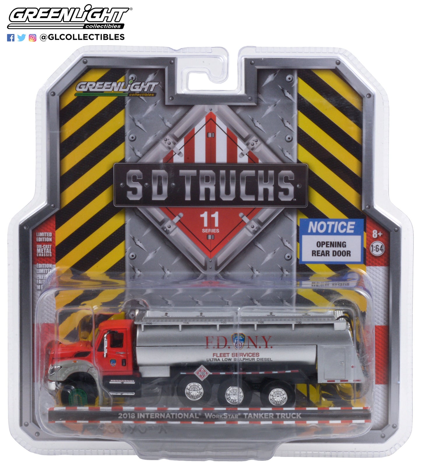 GreenLight 1:64 S.D. Trucks Series 11 - 2018 International WorkStar Tanker Truck - FDNY (The Official Fire Department City of New York) Ultra Low Sulphur Diesel 45110-A