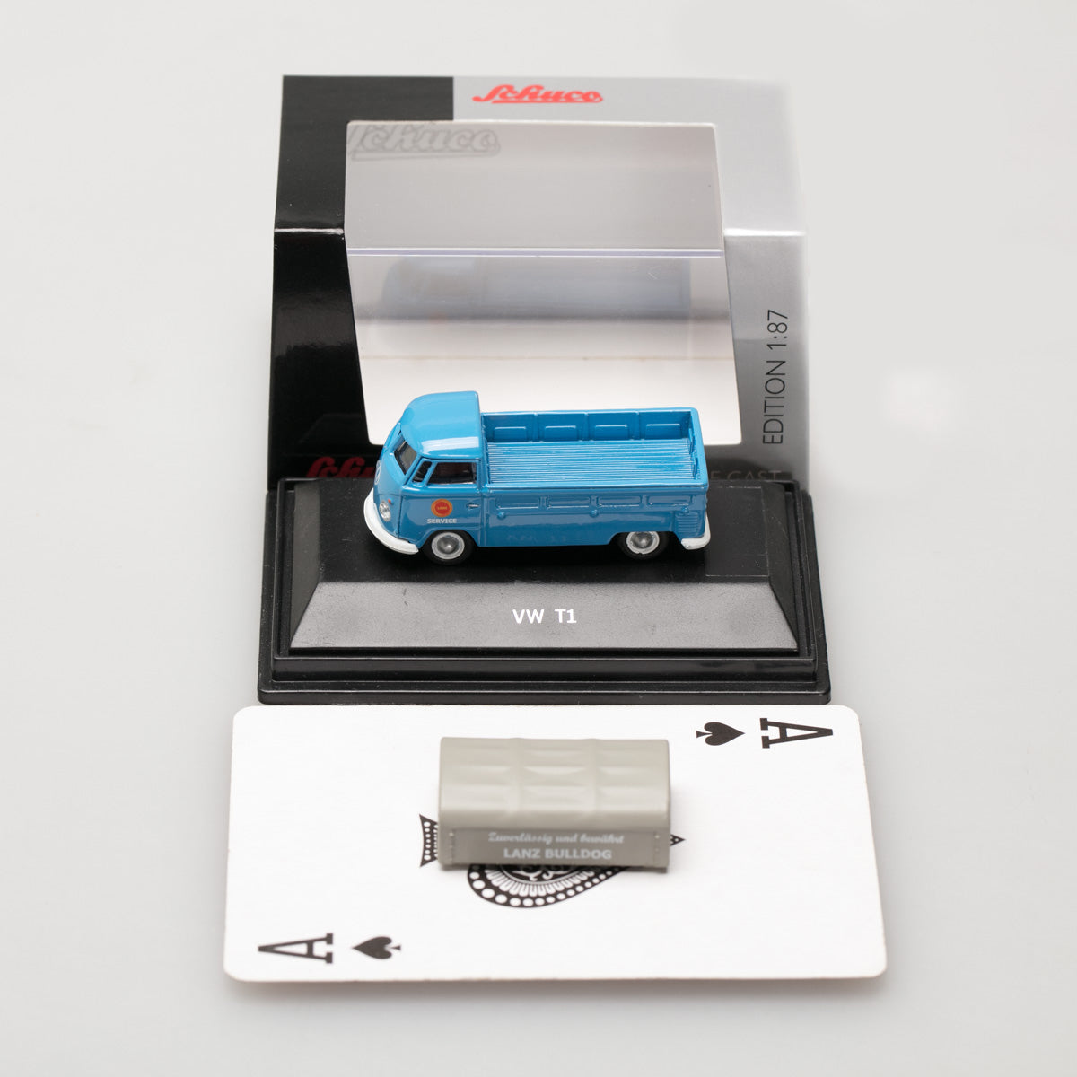 Schuco 1:87 Volkswagen T1c pick-up with tarpaulin Lanz blue 452634000