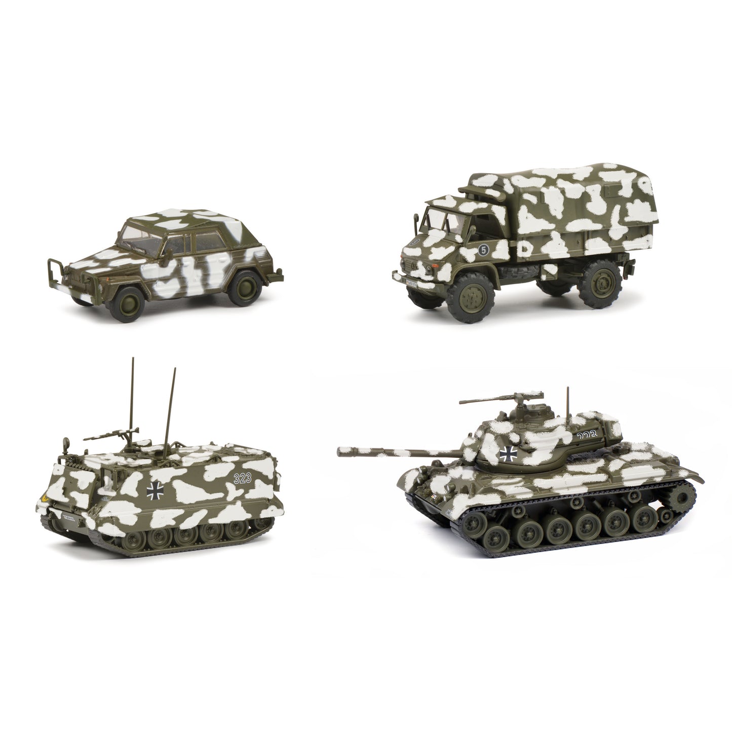 Schuco 1:87 Set winter camouflage M47 Battle Tank/ M113 Personel Carrier/ Unimog S404/ Volkswagen Kubelwagen Typ 181 452653000