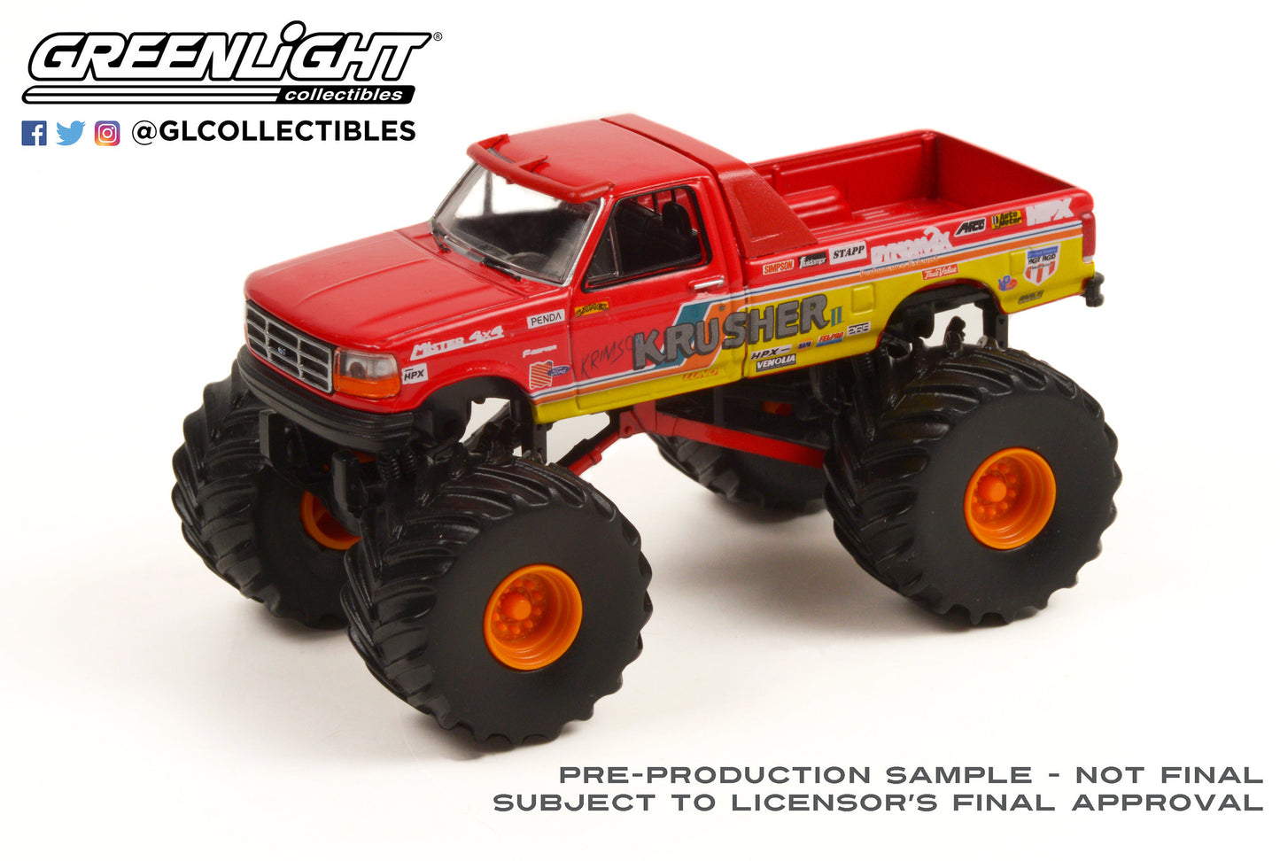 GreenLight 1:64 Kings of Crunch Series 10 - Krimson Krusher II - 1993 Ford F-250 Monster Truck 49100-F