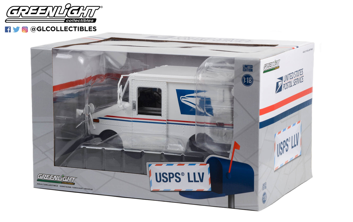 GreenLight 1:18 United States Postal Service (USPS) Long-Life Postal Delivery Vehicle (LLV) 13570