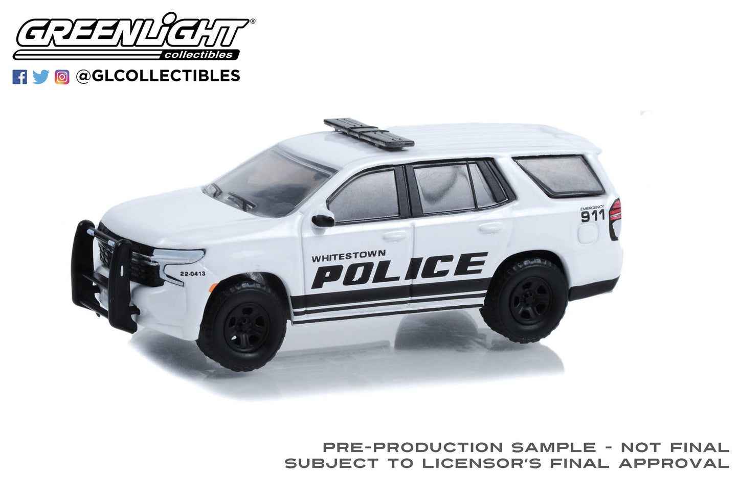 GreenLight 1:64 Hot Pursuit - 2022 Chevrolet Tahoe Police Pursuit Vehicle (PPV) - Whitestown Metropolitan Police Department, Whitestown, Indiana (Hobby Exclusive) 30360