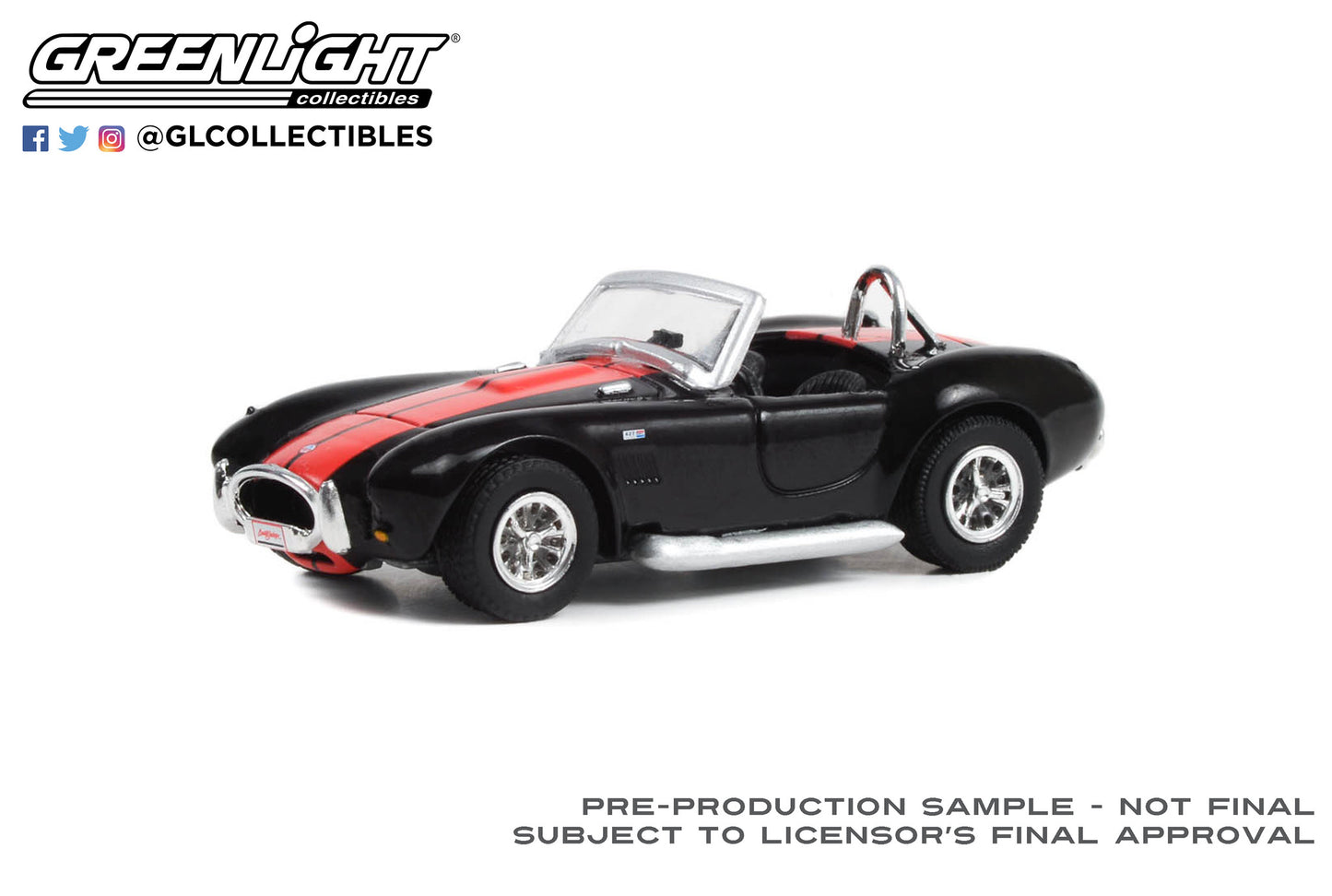 GreenLight 1:64 Barrett-Jackson Scottsdale Edition Series 11 - 1965 Ford Shelby Cobra 427 (Lot #3002) - Black with Red Stripes 37270-A