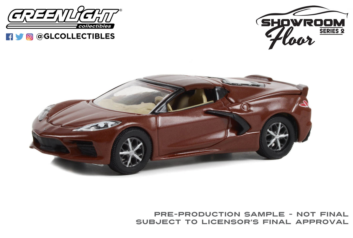 GreenLight 1:64 Showroom Floor Series 2 - 2022 Chevrolet Corvette C8 Stingray Coupe - Caffeine Metallic 68020-B