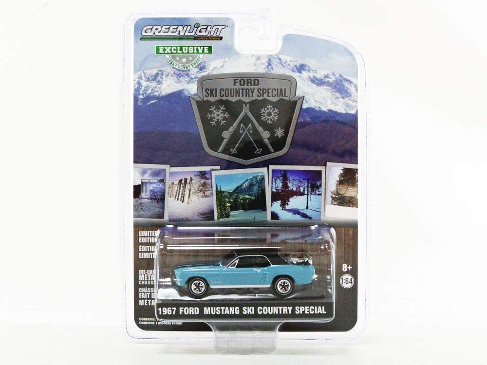 GreenLight 1:64 1967 Ford Mustang Coupe Ski Country Special - Winter Park Turquoise 30154
