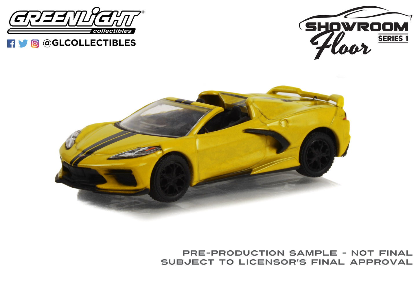 GreenLight 1:64 Showroom Floor Series 1 - 2022 Chevrolet Corvette C8 Convertible - Accelerate Yellow Metallic 68010-A