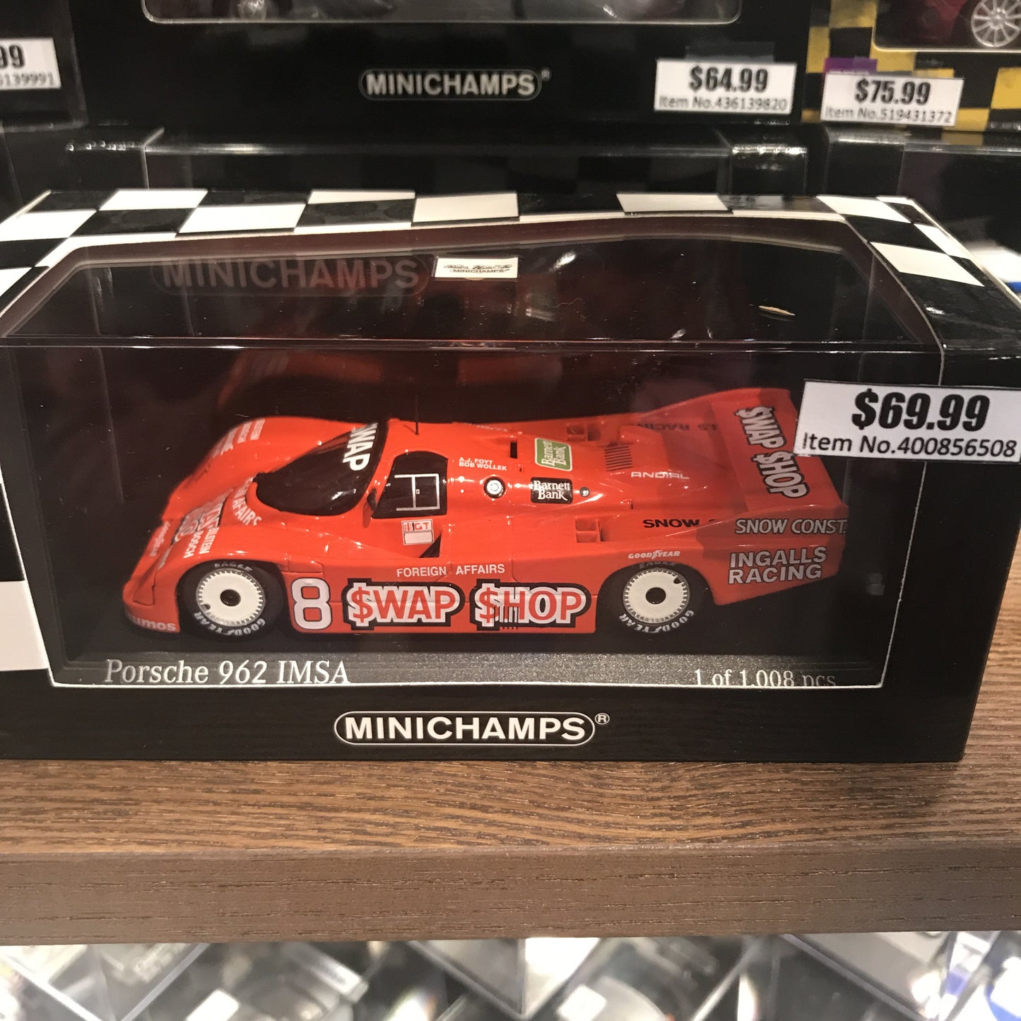 Minichamps 1:43 Porsche 962 IMSA Swap Shop #8 Winner 12h Sebring 1985 Foyt/Wollek 400856508
