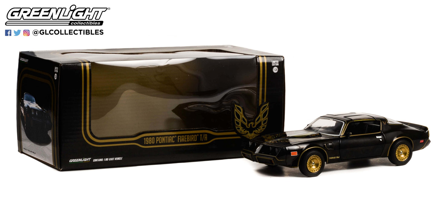 GreenLight 1:24 1980 Pontiac Firebird Trans Am Turbo 4.9L - Starlight Black with Golden Eagle Hood 84037