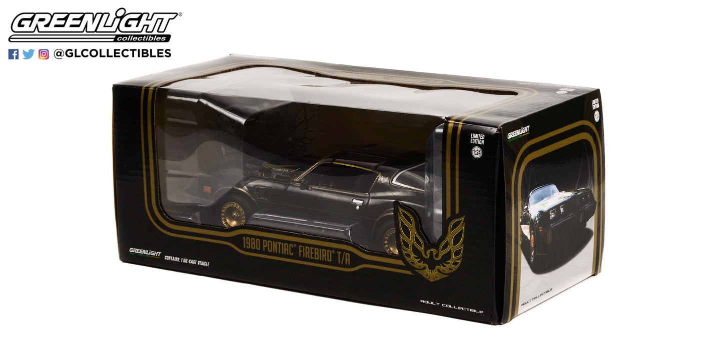 GreenLight 1:24 1980 Pontiac Firebird Trans Am Turbo 4.9L - Starlight Black with Golden Eagle Hood 84037