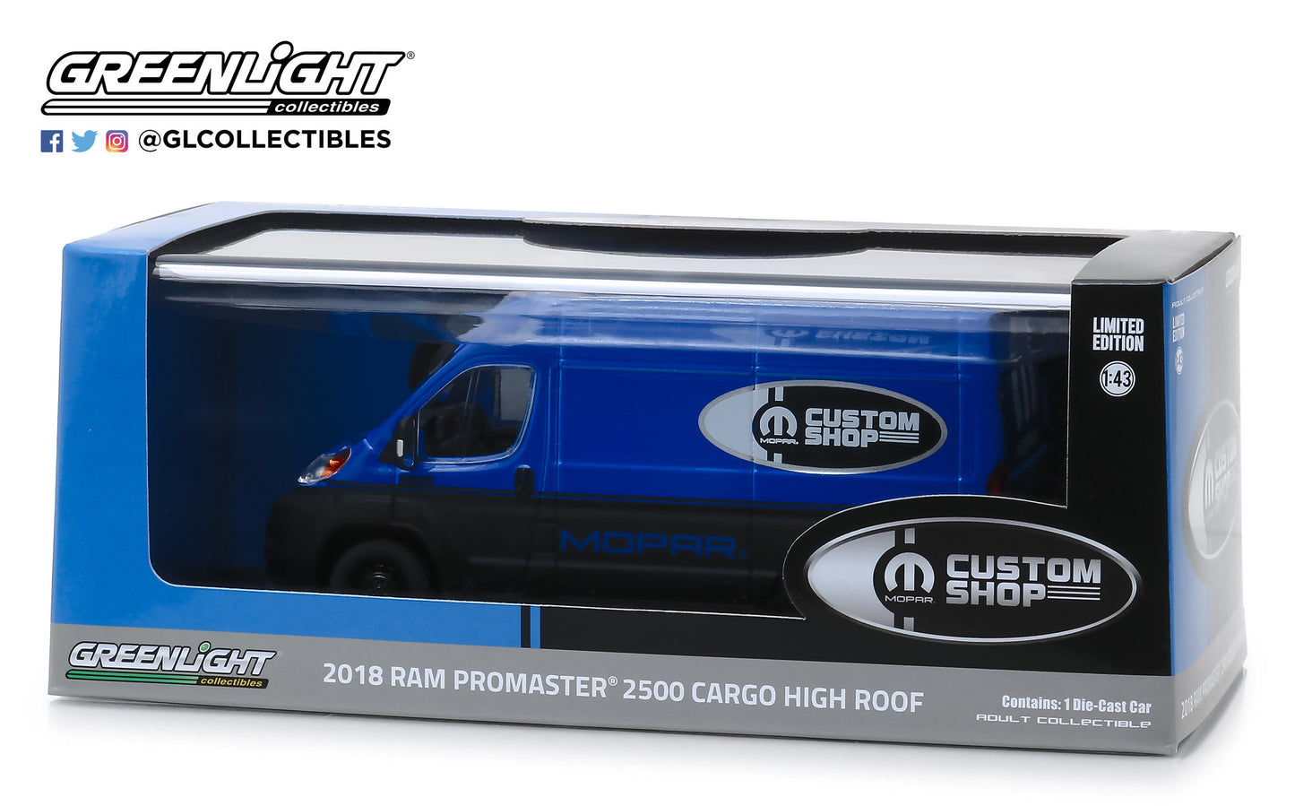 GreenLight 1/43 2018 Dodge Ram ProMaster 2500 Cargo High Roof - MOPAR Custom Shop 86155