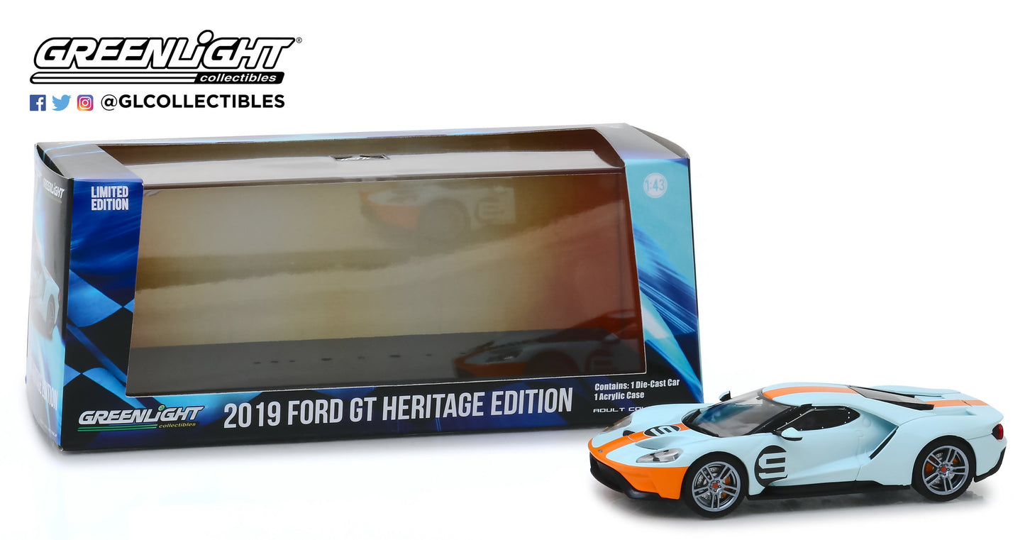 GreenLight 1/43 2019 Ford GT - Ford GT Heritage Edition - #9 Gulf Racing Gulf Oil Color Scheme 86159