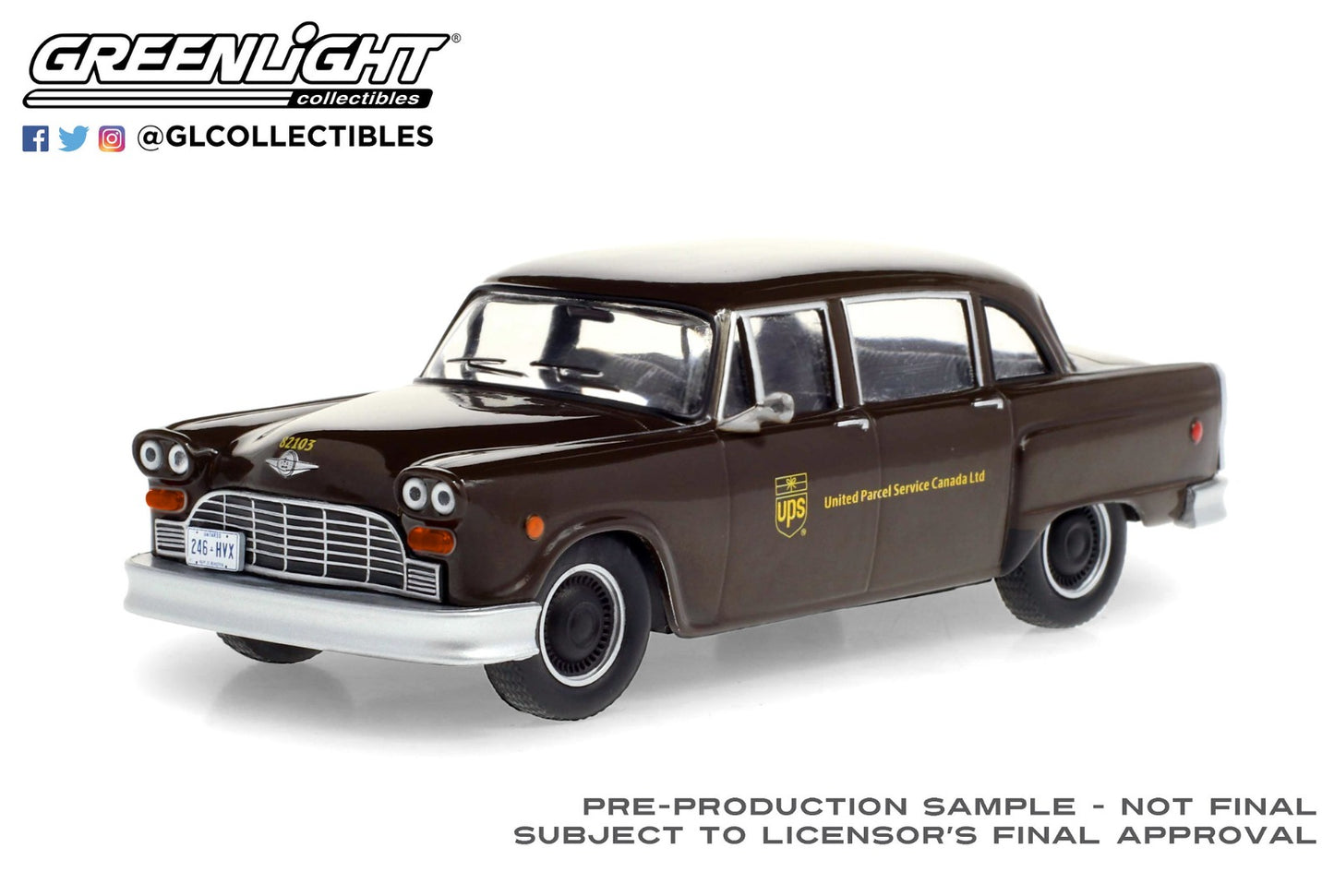 GreenLight 1:43 1975 Checker Taxicab Parcel Delivery - United Parcel Service (UPS) Canada Ltd 86196