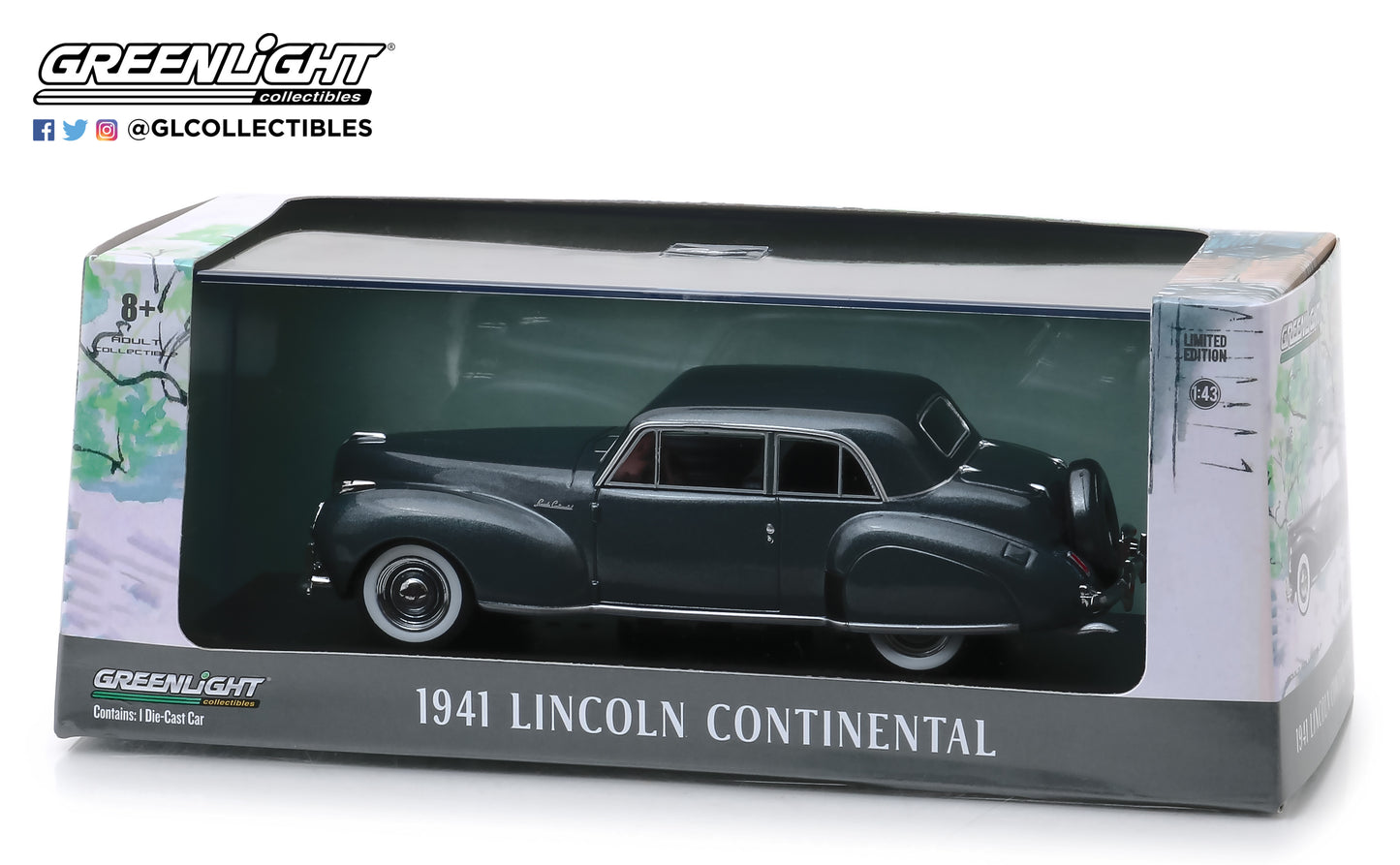 GreenLight 1/43 1941 Lincoln Continental - Cotswold Gray Metallic 86325