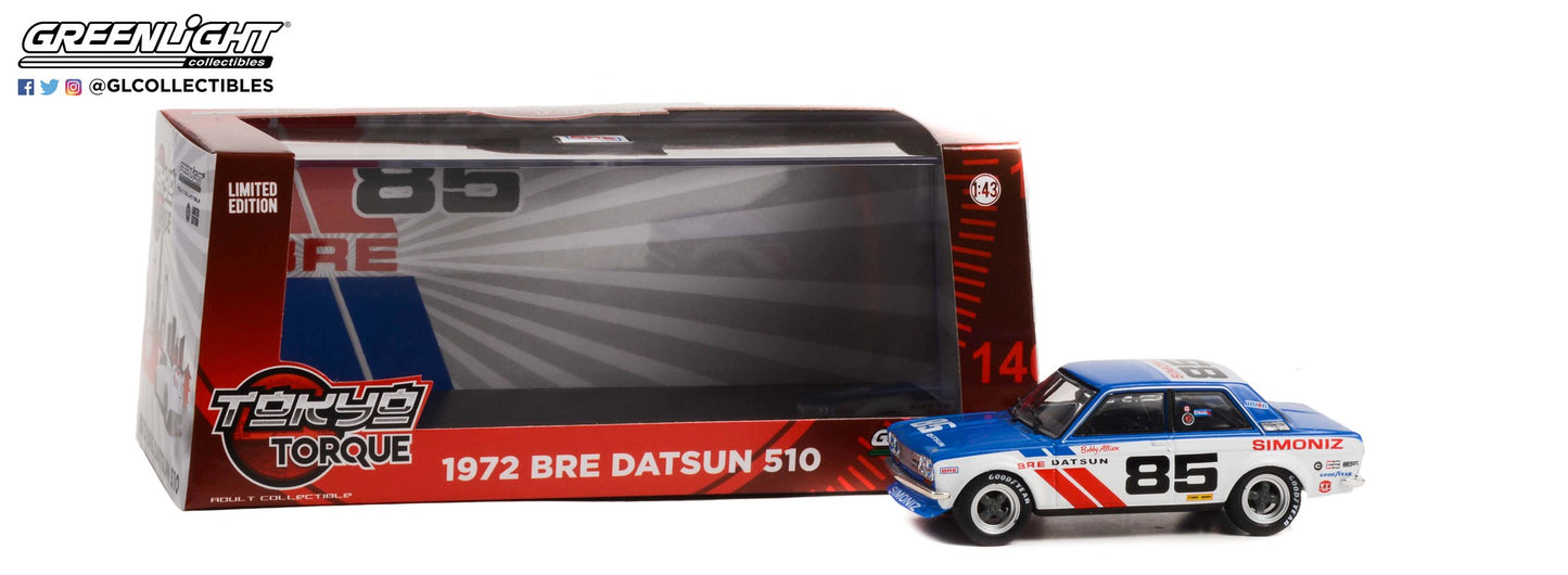 GreenLight 1:43 Tokyo Torque - 1972 Datsun 510 - #85 Brock Racing Enterprises (BRE) - Bobby Allison 86345