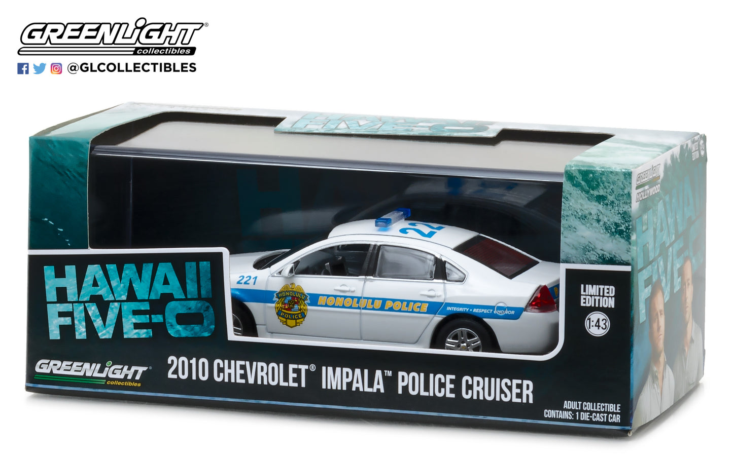 GreenLight 1:43 Hawaii Five-0 (2010-Current TV Series) - 2010 Chevrolet Impala - Honolulu Police 86518