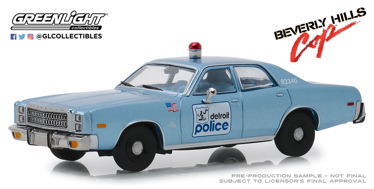 GreenLight 1:43 Beverly Hills Cop (1984) - 1977 Plymouth Fury Detroit Police 86565