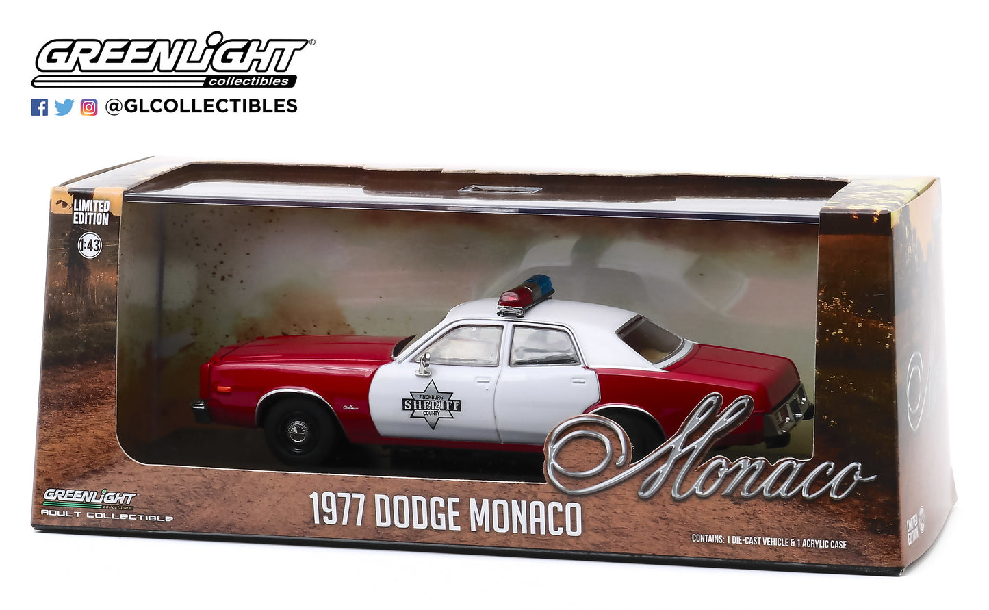 GreenLight 1:43 1977 Dodge Monaco - Finchburg County Sheriff 86573