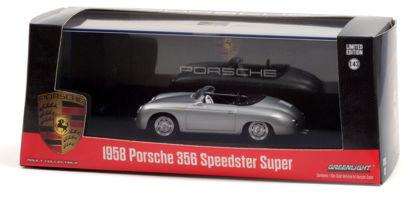GreenLight 1:43 1958 Porsche 356 Speedster Super - Silver Metallic 86597
