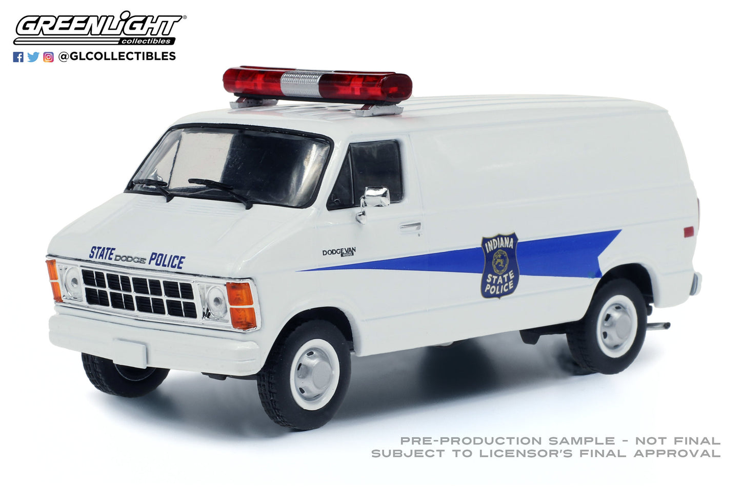 GreenLight 1:43 1980 Dodge Ram B250 Van - Indiana State Police 86599