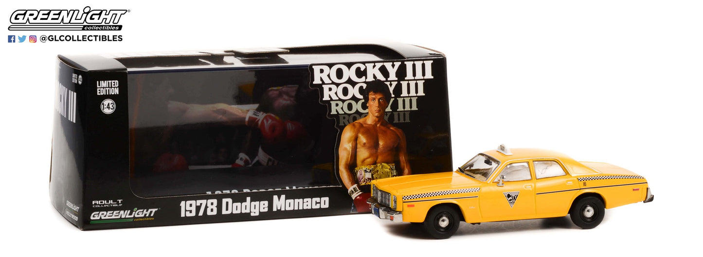 GreenLight 1:43 Rocky III (1982) - 1978 Dodge Monaco - City Cab Co. 86612