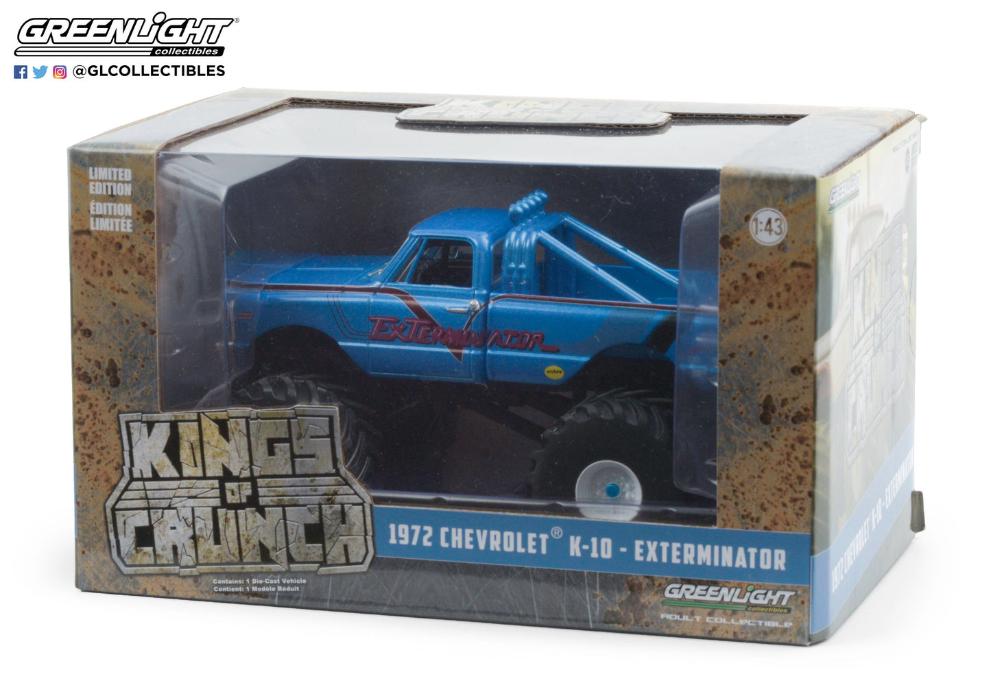 GreenLight 1:43 Kings of Crunch - ExTerminator - 1972 Chevrolet K-10 Monster (with 66-Inch Tires) 88033