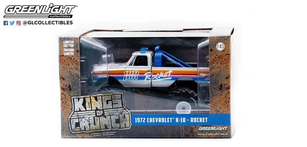 GreenLight 1:43 Kings of Crunch - Rocket - 1972 Chevrolet K-10 Monster Truck (with 66-Inch Tires) 88043