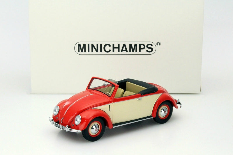 Minichamps 1:18 Volkswagen Beetle Hebmuller Cabriolet 1949 Red/Creme 107054231