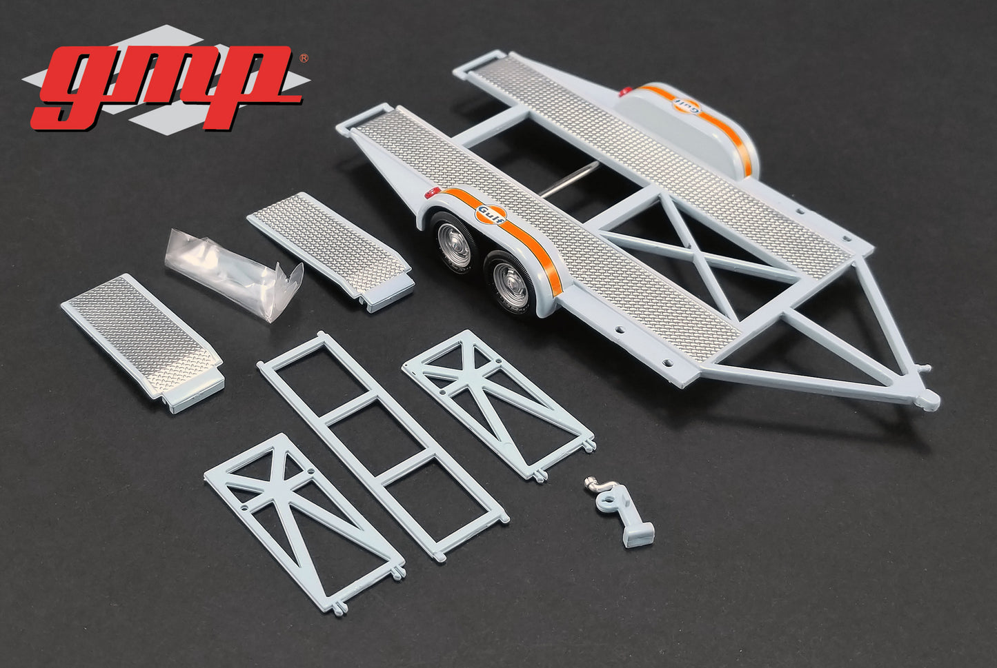 GMP 1/43 GMP Tandem Car Trailer with Tire Rack - Gulf Oil GMP-14304
