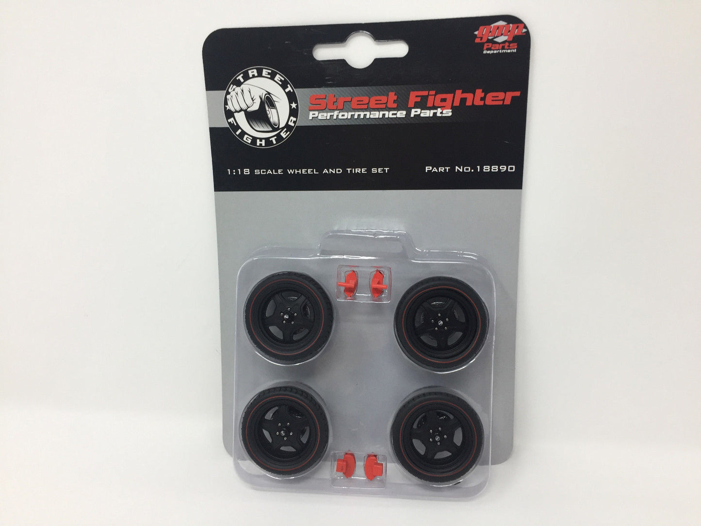 GMP 1:18 GMP Street Fighter 5-Spoke Wheel and Tire Set - Satin Black (from GMP-18837) GMP-18890
