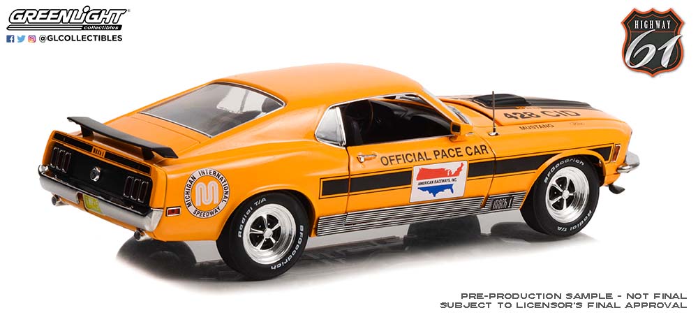 Highway 61 1:18 1970 Ford Mustang Mach 1 - Michigan International Speedway Official Pace Car HWY-18035