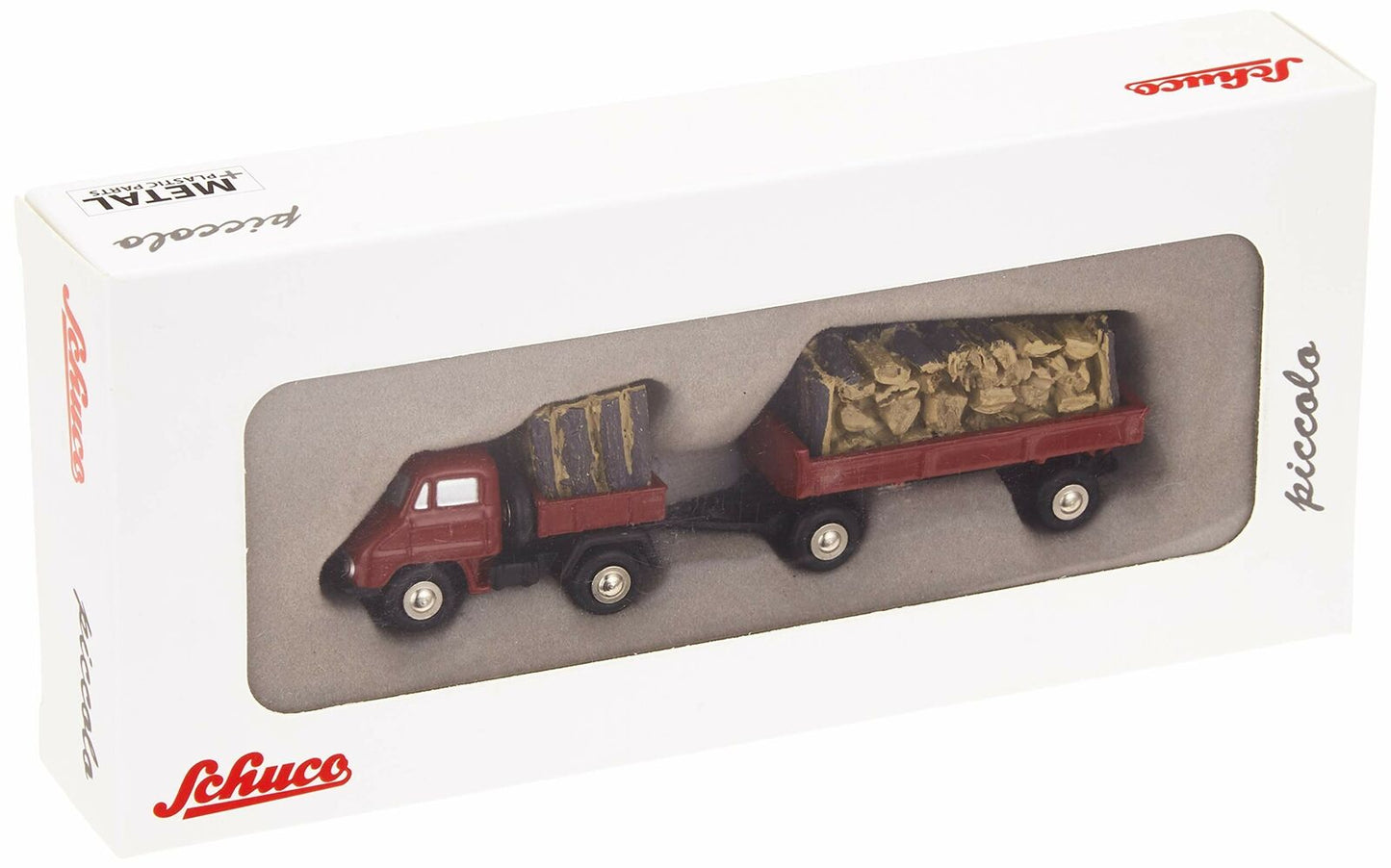 Schuco 1:90 Unimog U411 pick-up with trailer und wood load 450566700