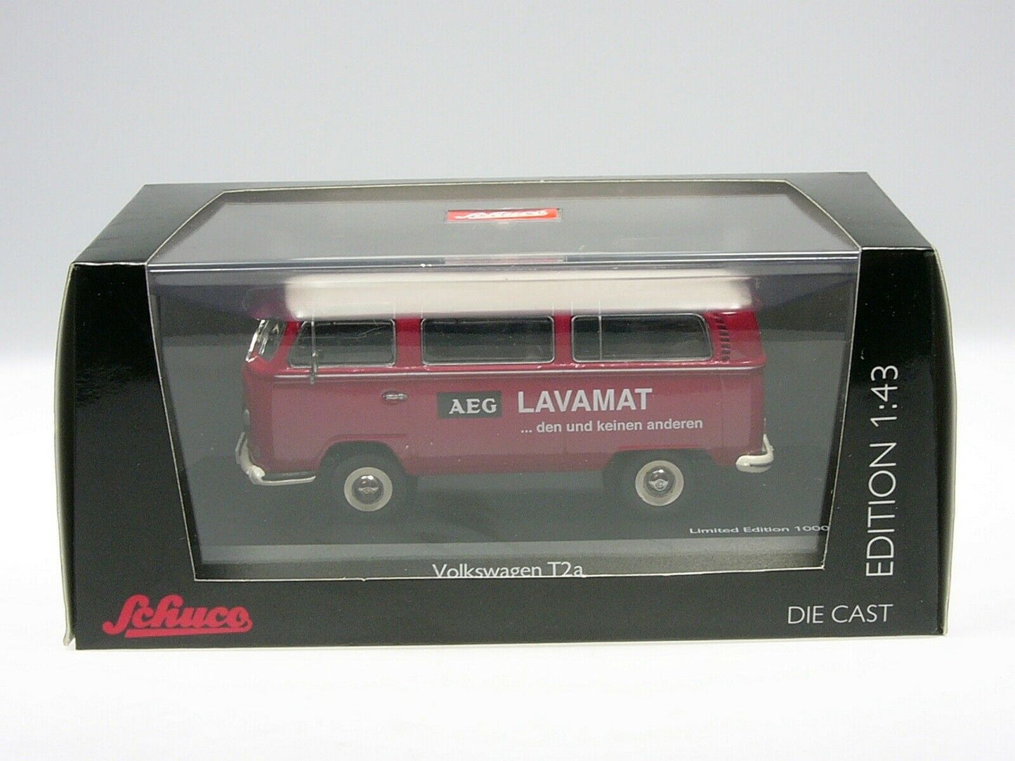 Schuco 1/43 Volkswagen T2a Bus L Luxus AEG Lavamat red 450334300