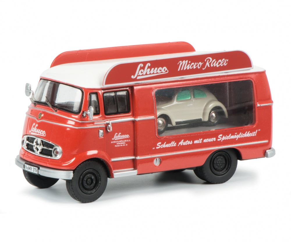 Schuco 1:43 Mercedes Benz L319 promotion car Schuco Micro Racer with Piccolo Volkswagen Beetle 450335400